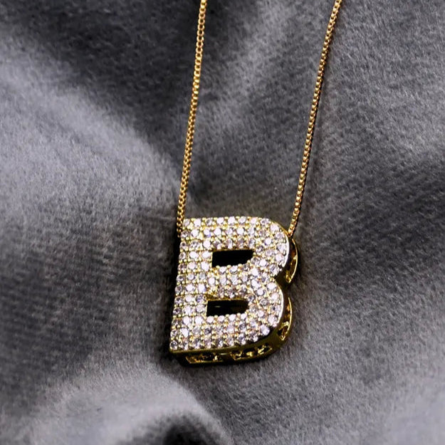 Diamond Alphabet Pendant Chain