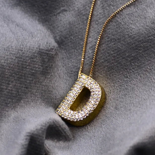 Diamond Alphabet Pendant Chain