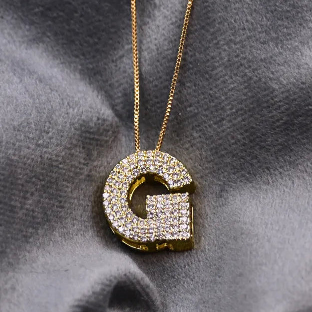 Diamond Alphabet Pendant Chain
