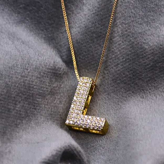 Diamond Alphabet Pendant Chain