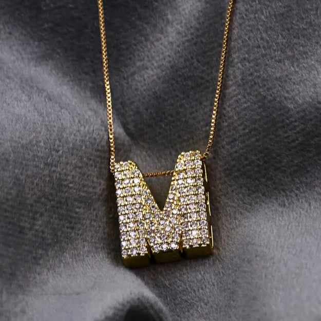 Diamond Alphabet Pendant Chain