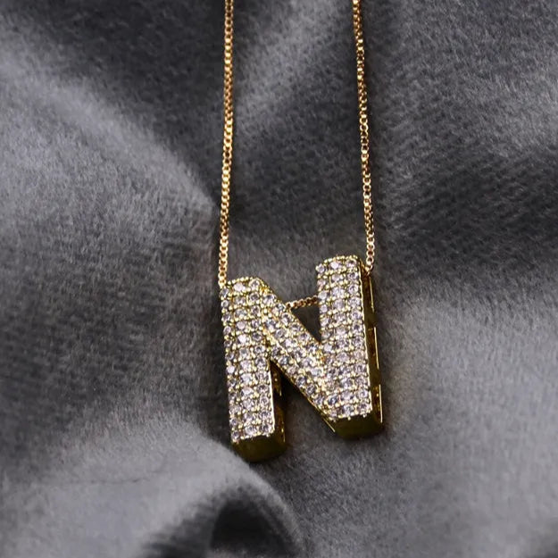 Diamond Alphabet Pendant Chain