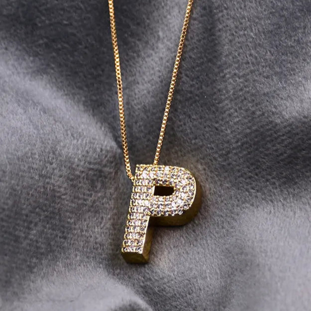Diamond Alphabet Pendant Chain