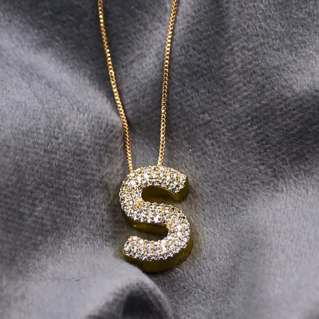 Diamond Alphabet Pendant Chain