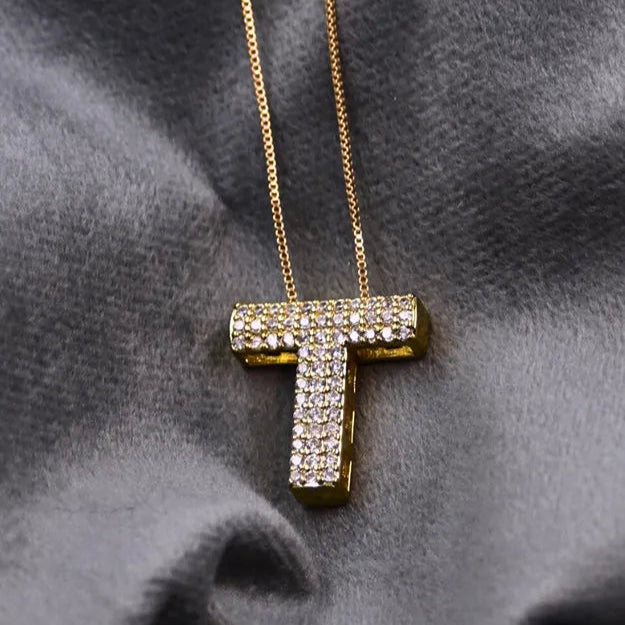 Diamond Alphabet Pendant Chain