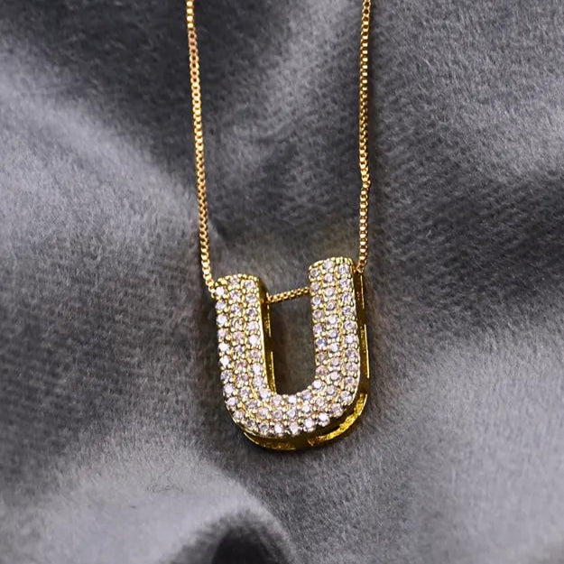 Diamond Alphabet Pendant Chain