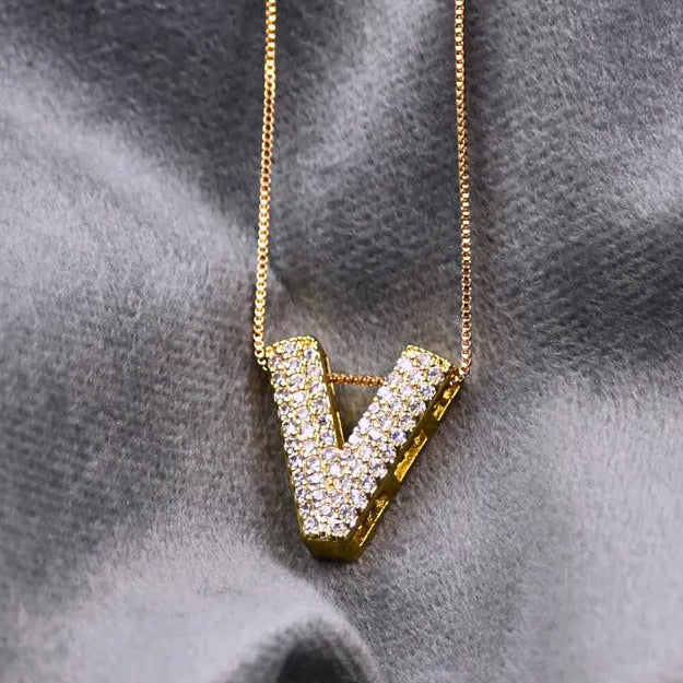 Diamond Alphabet Pendant Chain