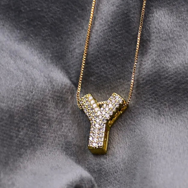 Diamond Alphabet Pendant Chain