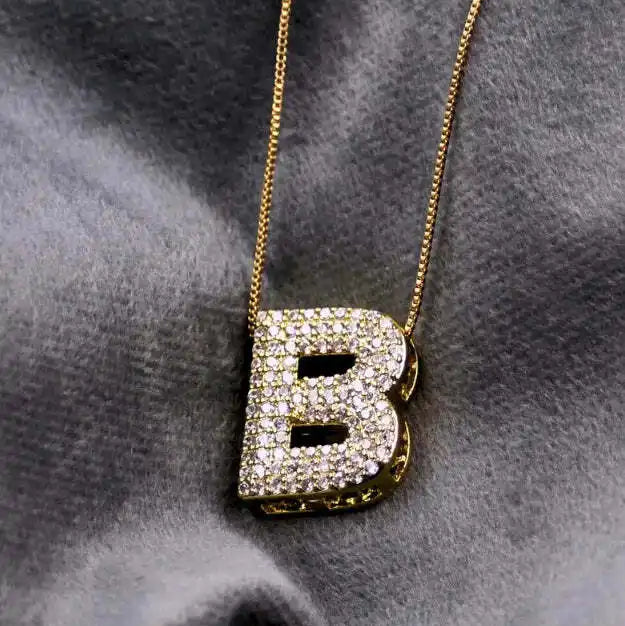 Diamond Alphabet Pendant Chain