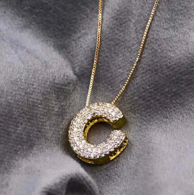 Diamond Alphabet Pendant Chain