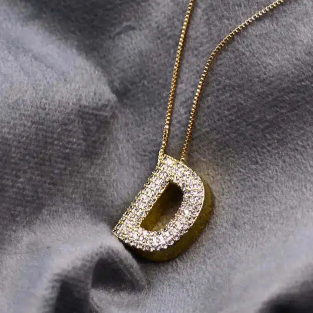 Diamond Alphabet Pendant Chain