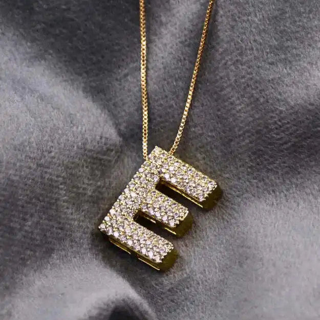 Diamond Alphabet Pendant Chain