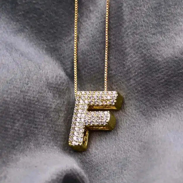 Diamond Alphabet Pendant Chain