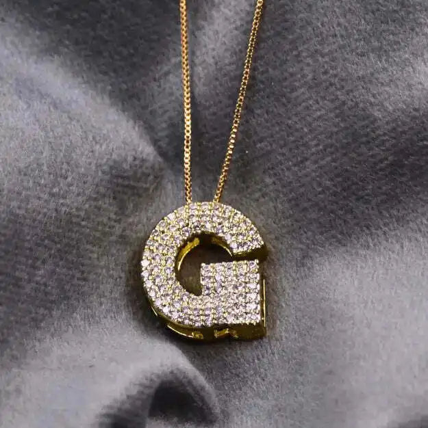 Diamond Alphabet Pendant Chain