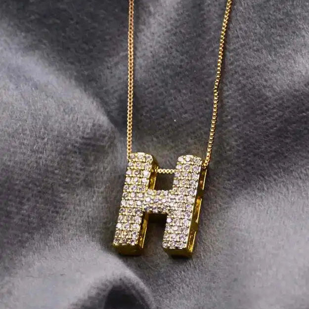 Diamond Alphabet Pendant Chain