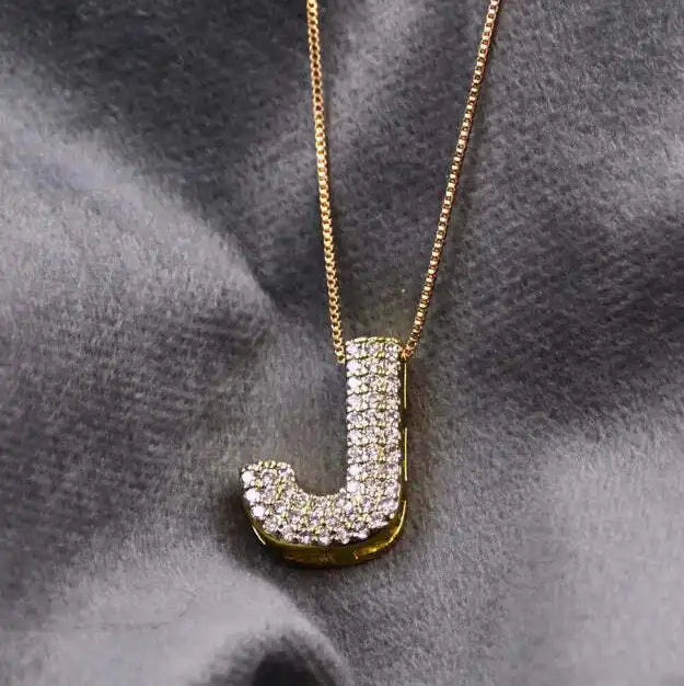 Diamond Alphabet Pendant Chain