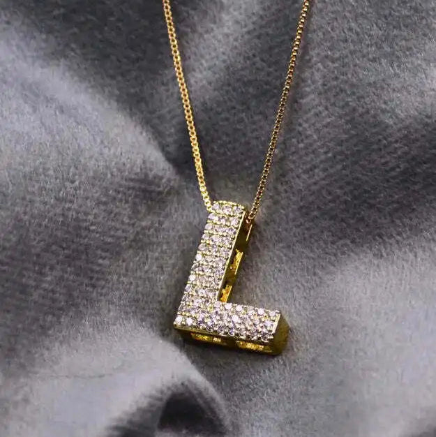 Diamond Alphabet Pendant Chain