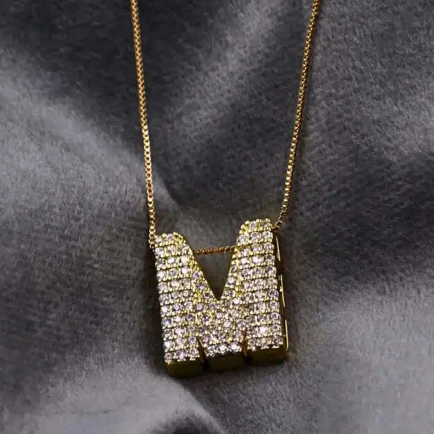 Diamond Alphabet Pendant Chain