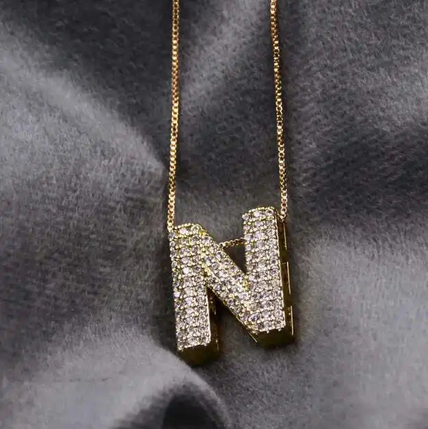 Diamond Alphabet Pendant Chain