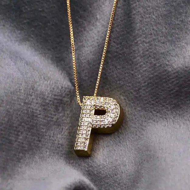 Diamond Alphabet Pendant Chain