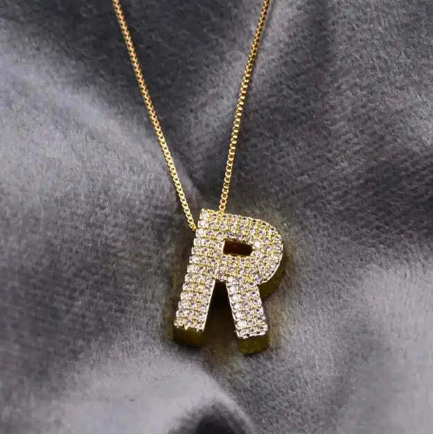 Diamond Alphabet Pendant Chain