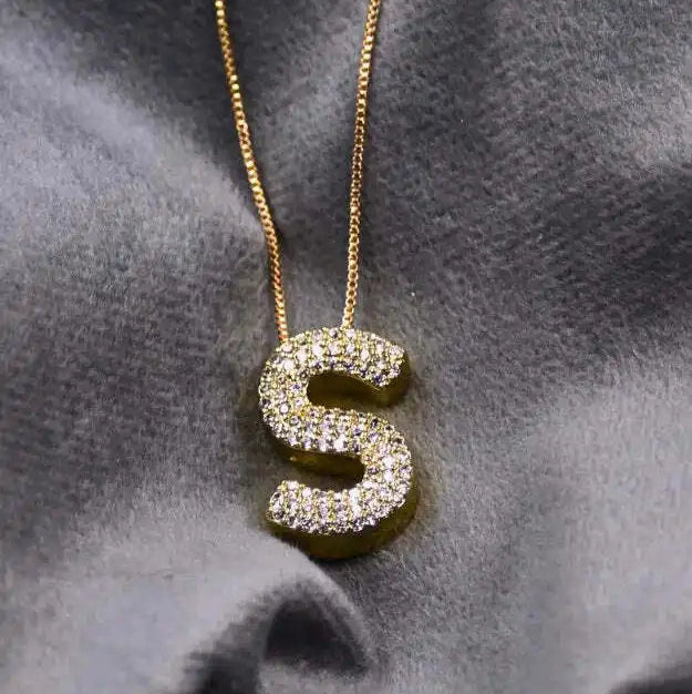 Diamond Alphabet Pendant Chain