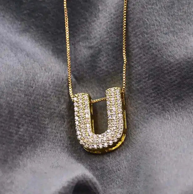 Diamond Alphabet Pendant Chain
