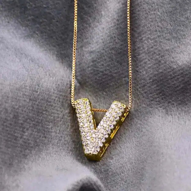 Diamond Alphabet Pendant Chain