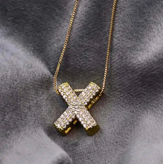 Diamond Alphabet Pendant Chain