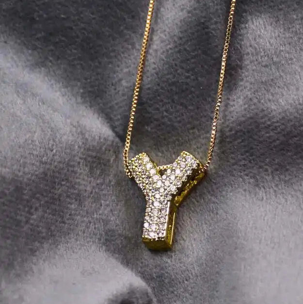 Diamond Alphabet Pendant Chain