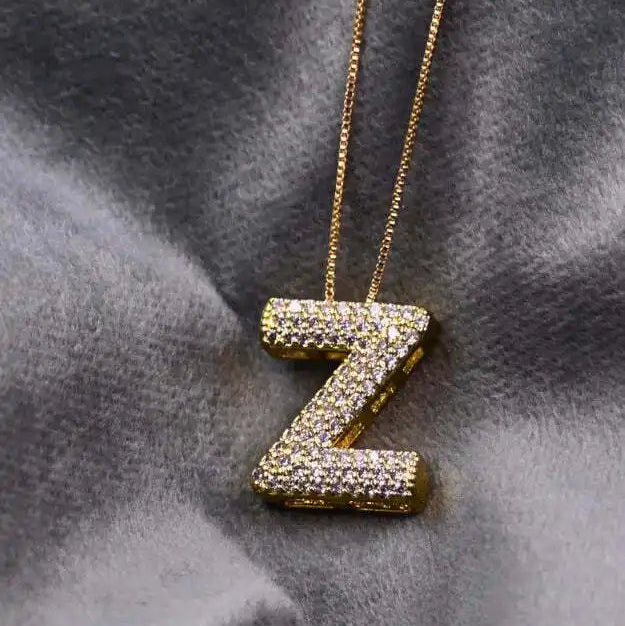 Diamond Alphabet Pendant Chain
