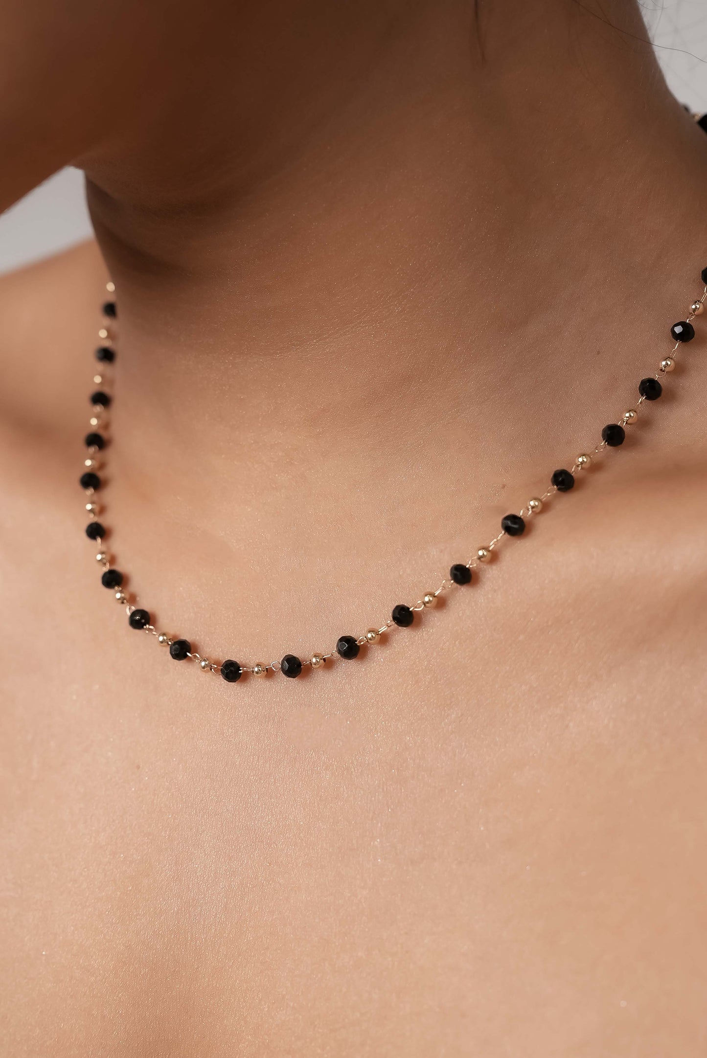 Black  Crystal Dainty Necklace