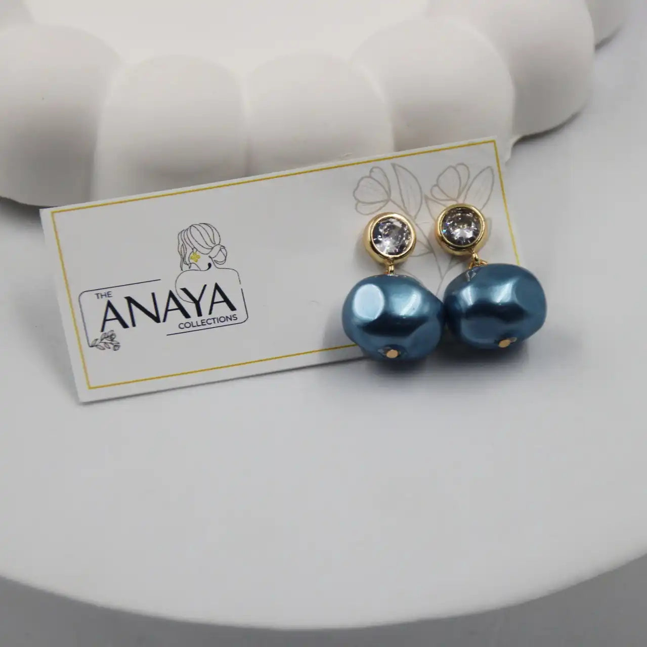 Uncut Shell Pearl Earrings with Diamond