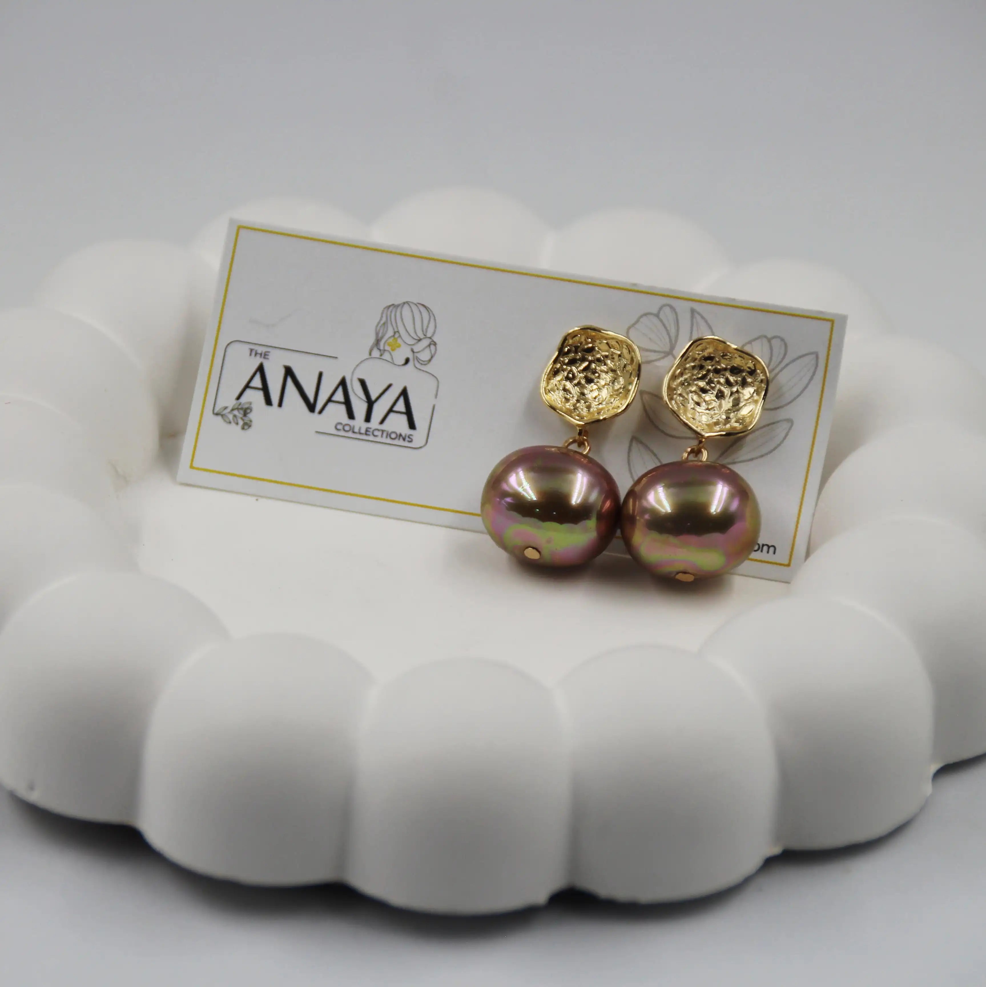 Uncut Shell Pearl Earrings