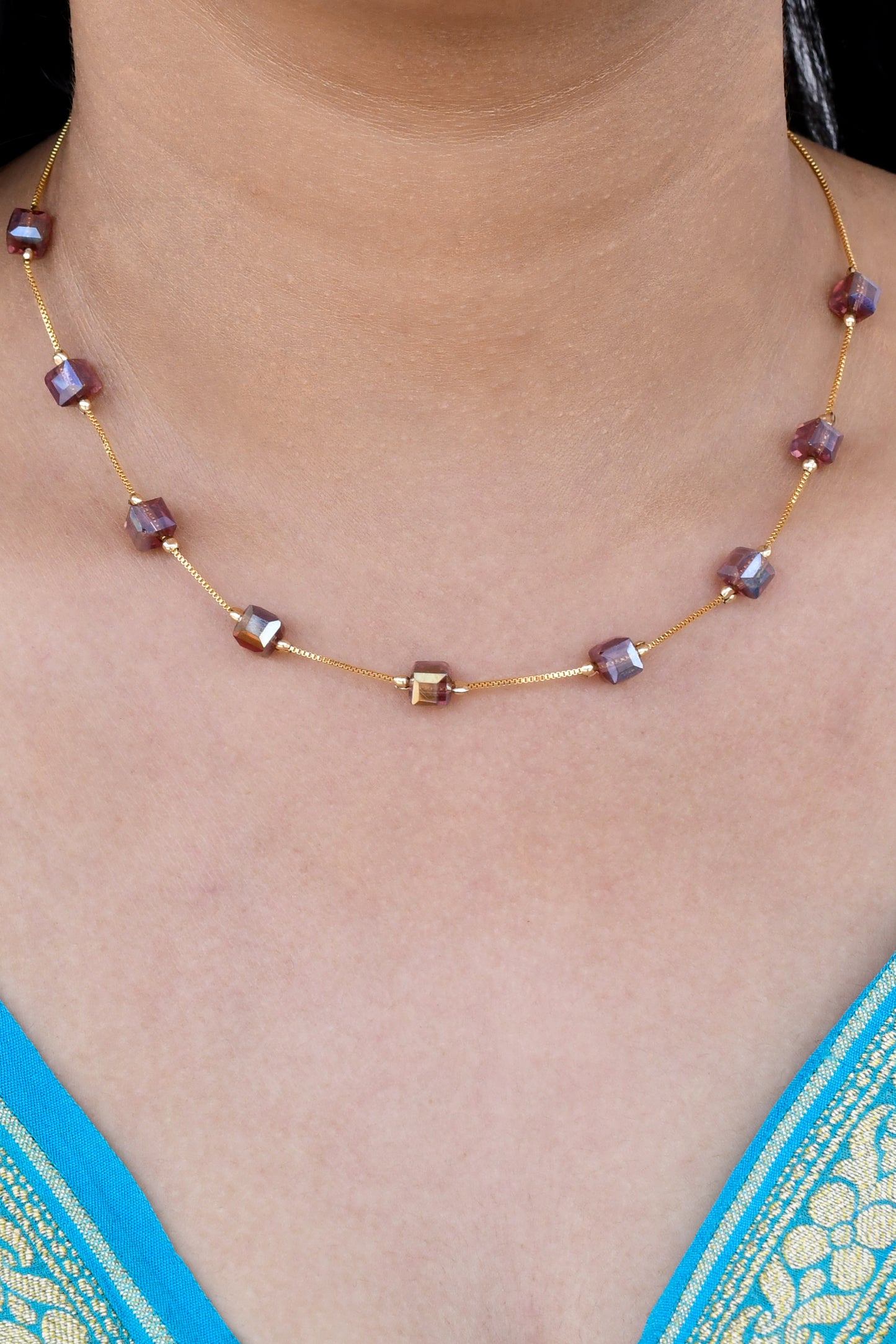 Cuboid Beaded Dainty Necklace