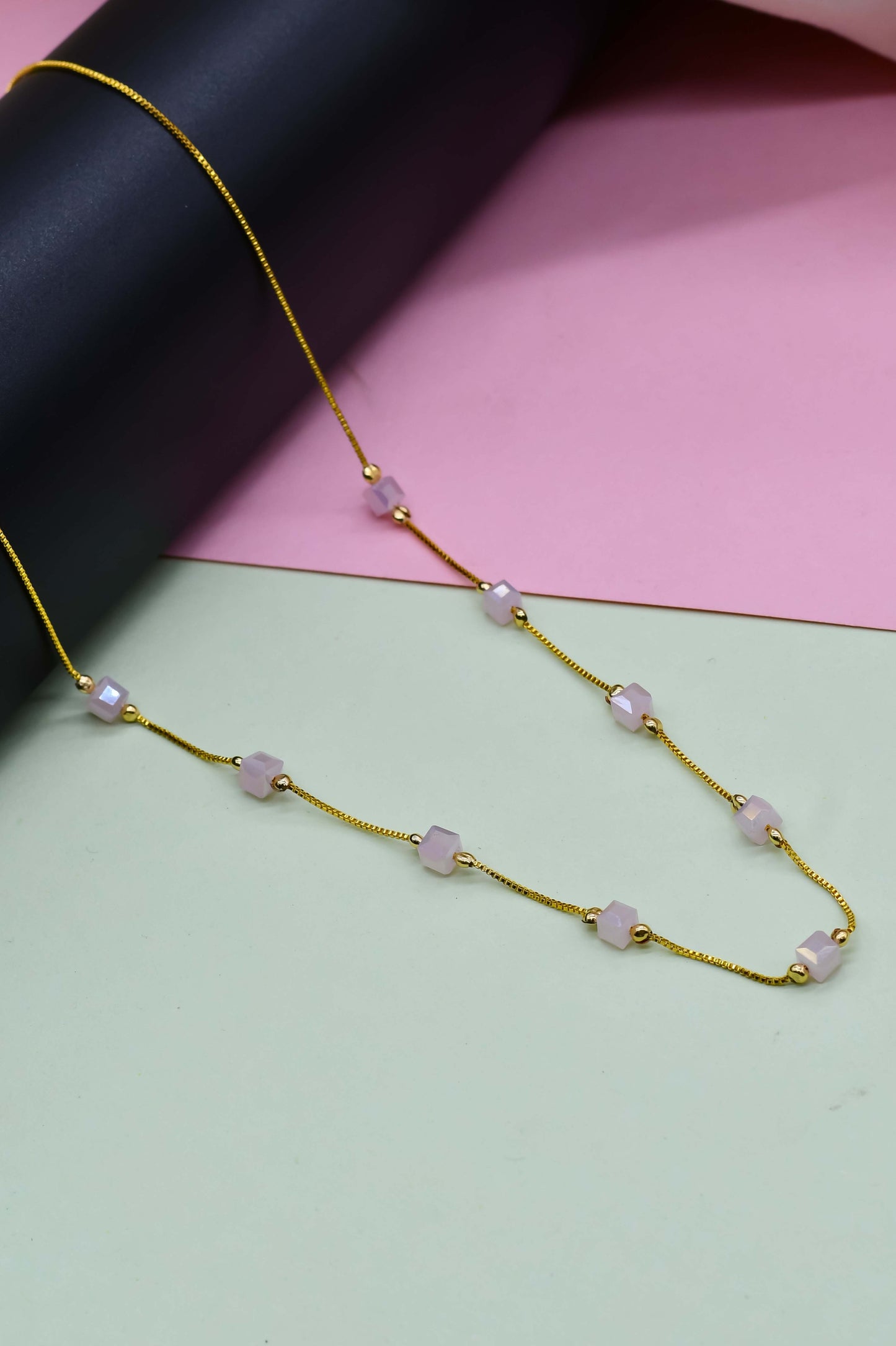 Cuboid Beaded Dainty Necklace