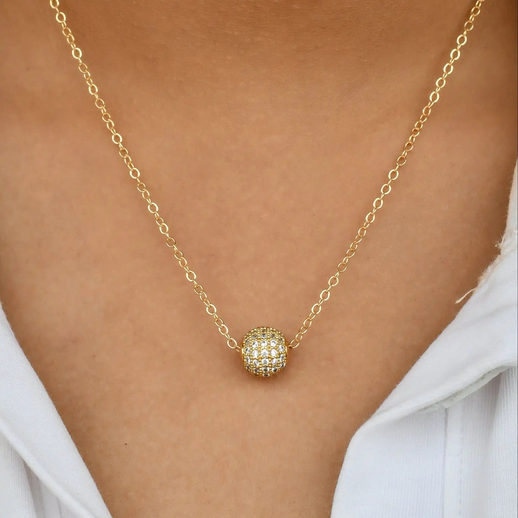 CZ Ball Pendant Chain