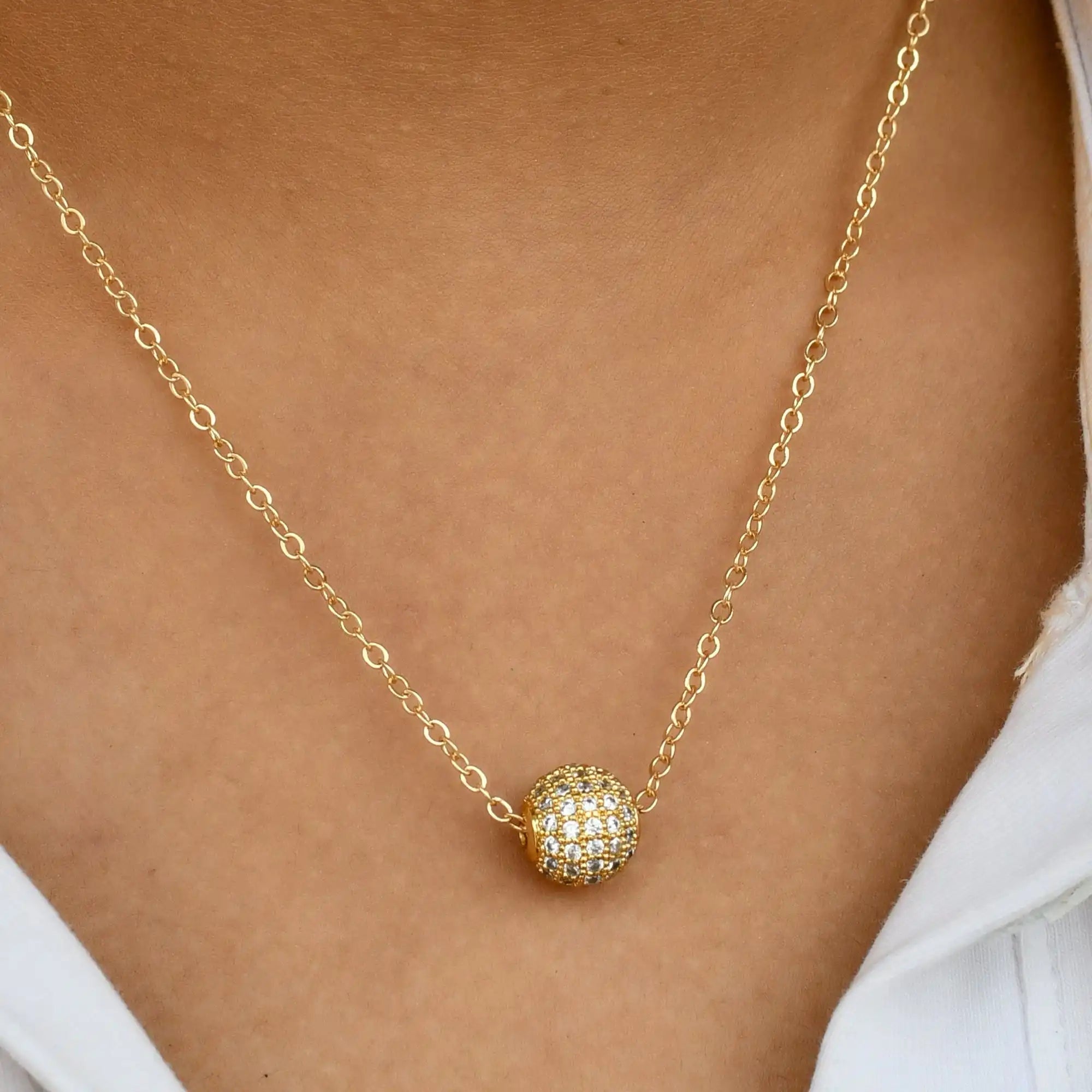 CZ Ball Pendant Chain