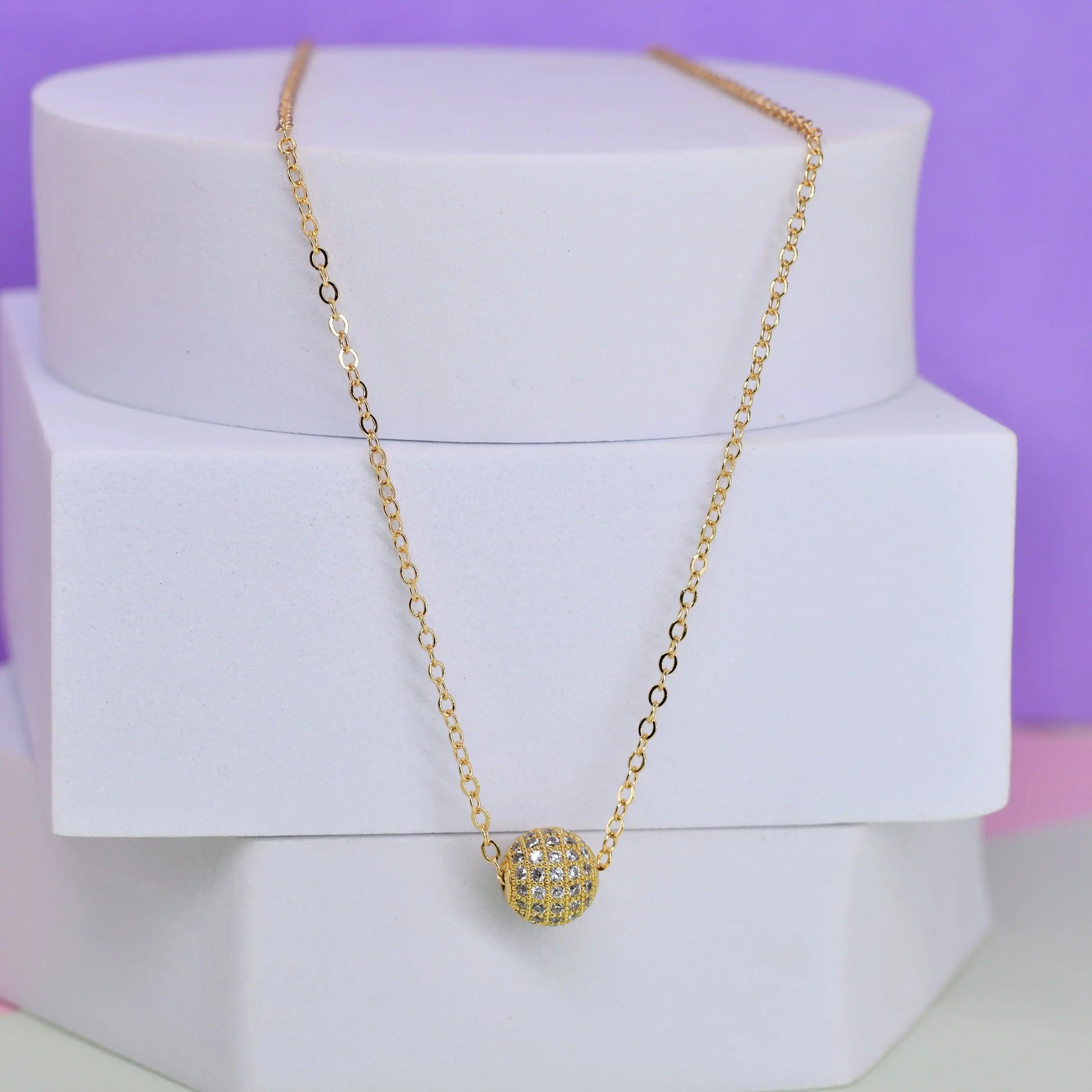 CZ Ball Pendant Chain