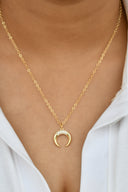CZ Crescent Moon Pendant Chain