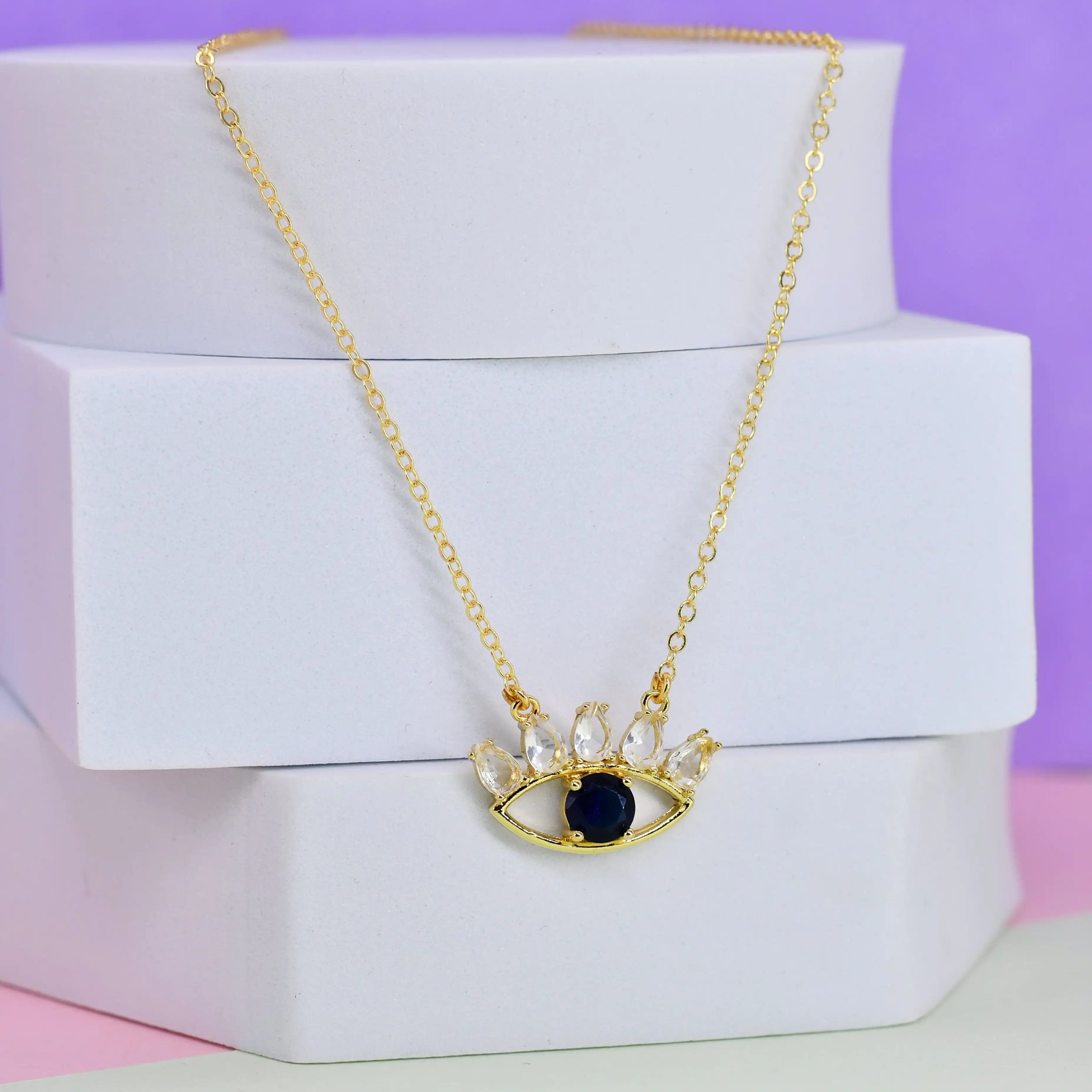 CZ Lashes Evil Eye Pendant Chain
