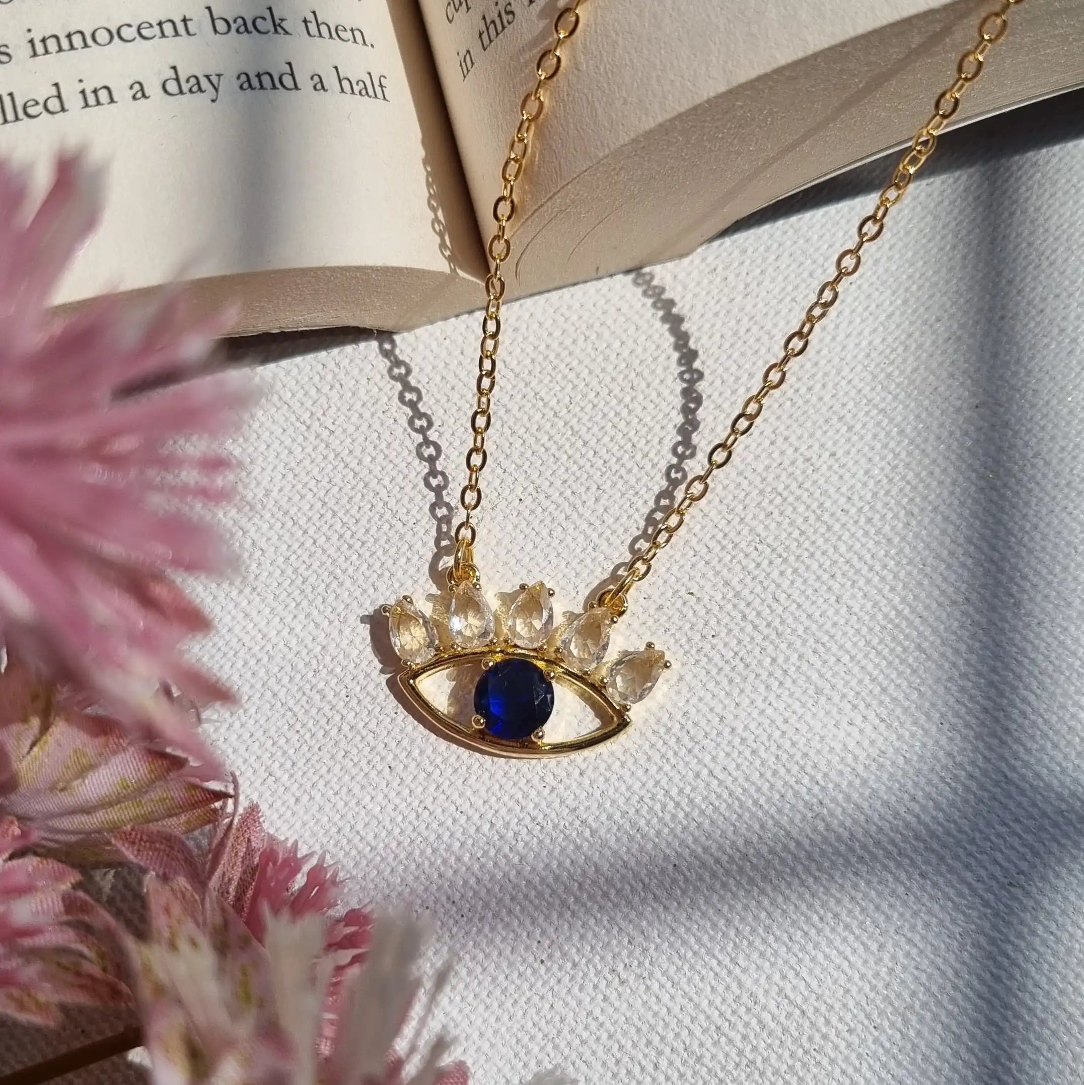 CZ Lashes Evil Eye Pendant Chain