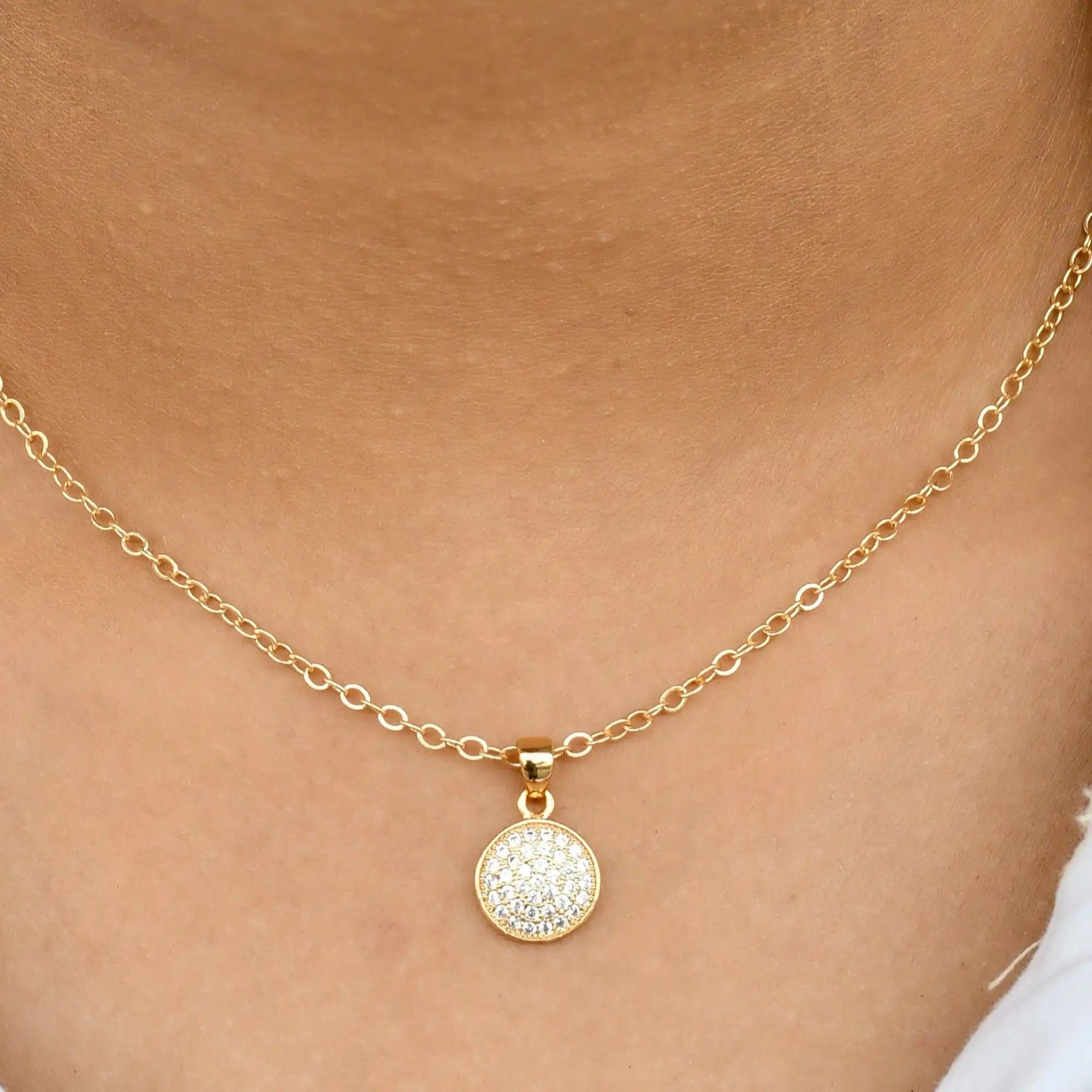 CZ Round Pendant Chain