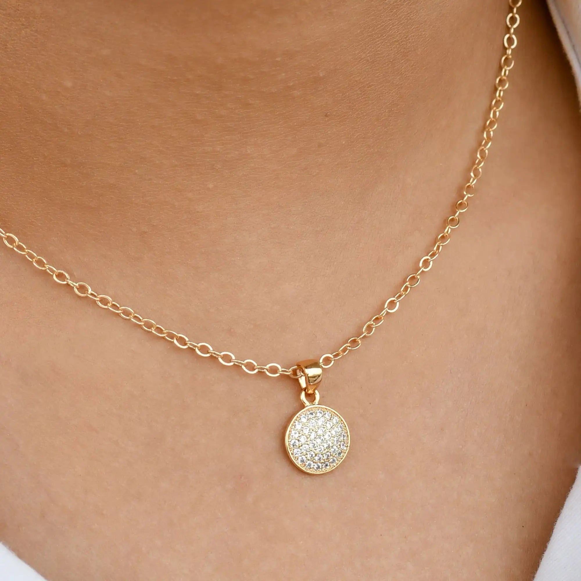 CZ Round Pendant Chain
