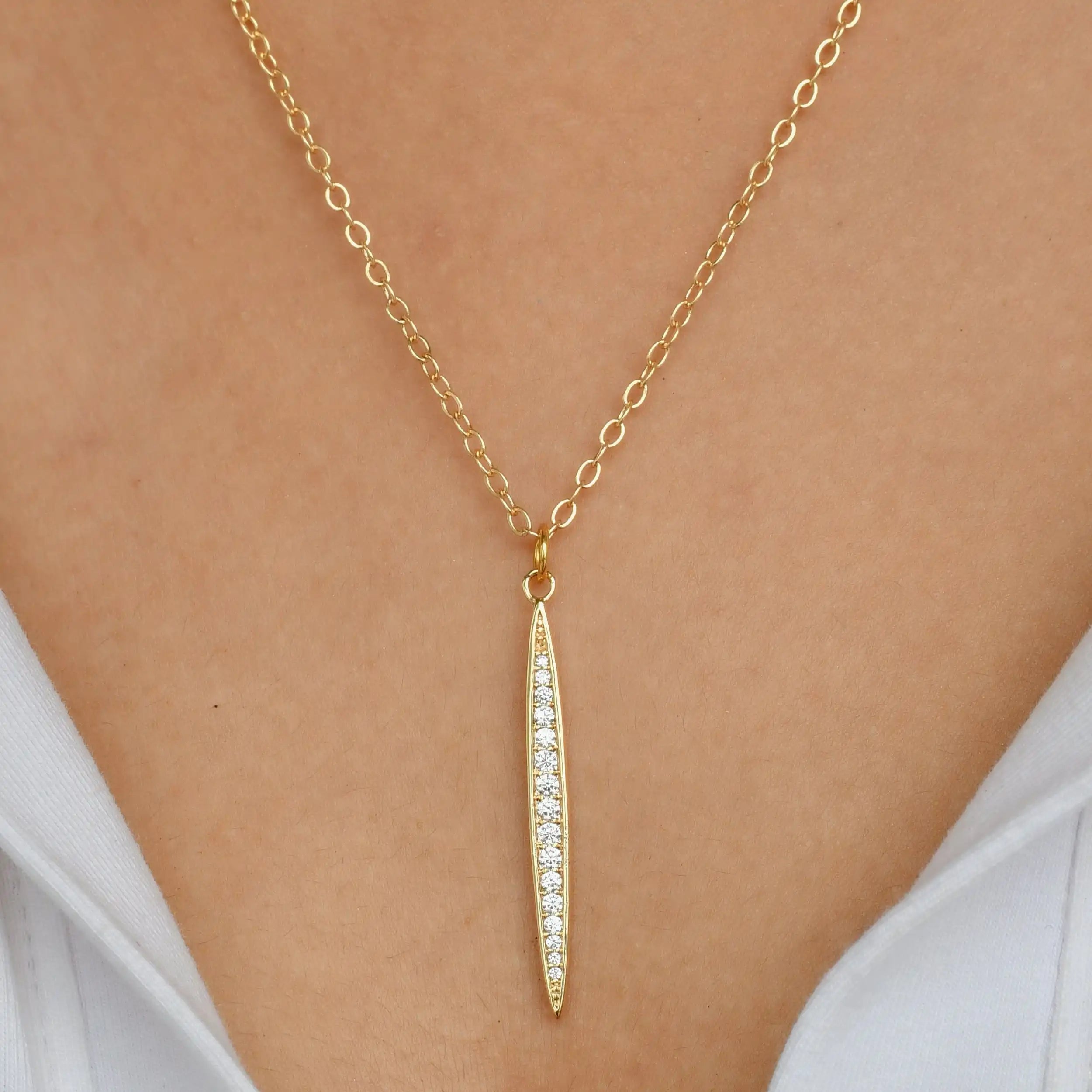 CZ Stick Pendant Chain