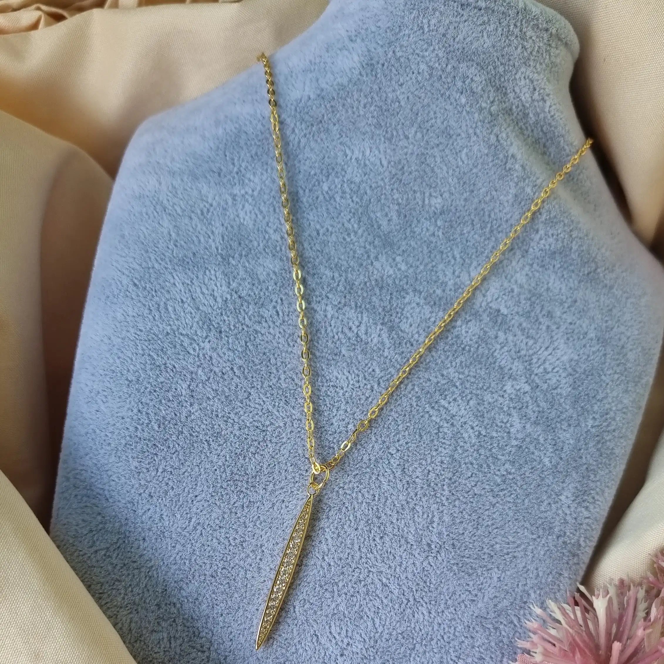 CZ Stick Pendant Chain