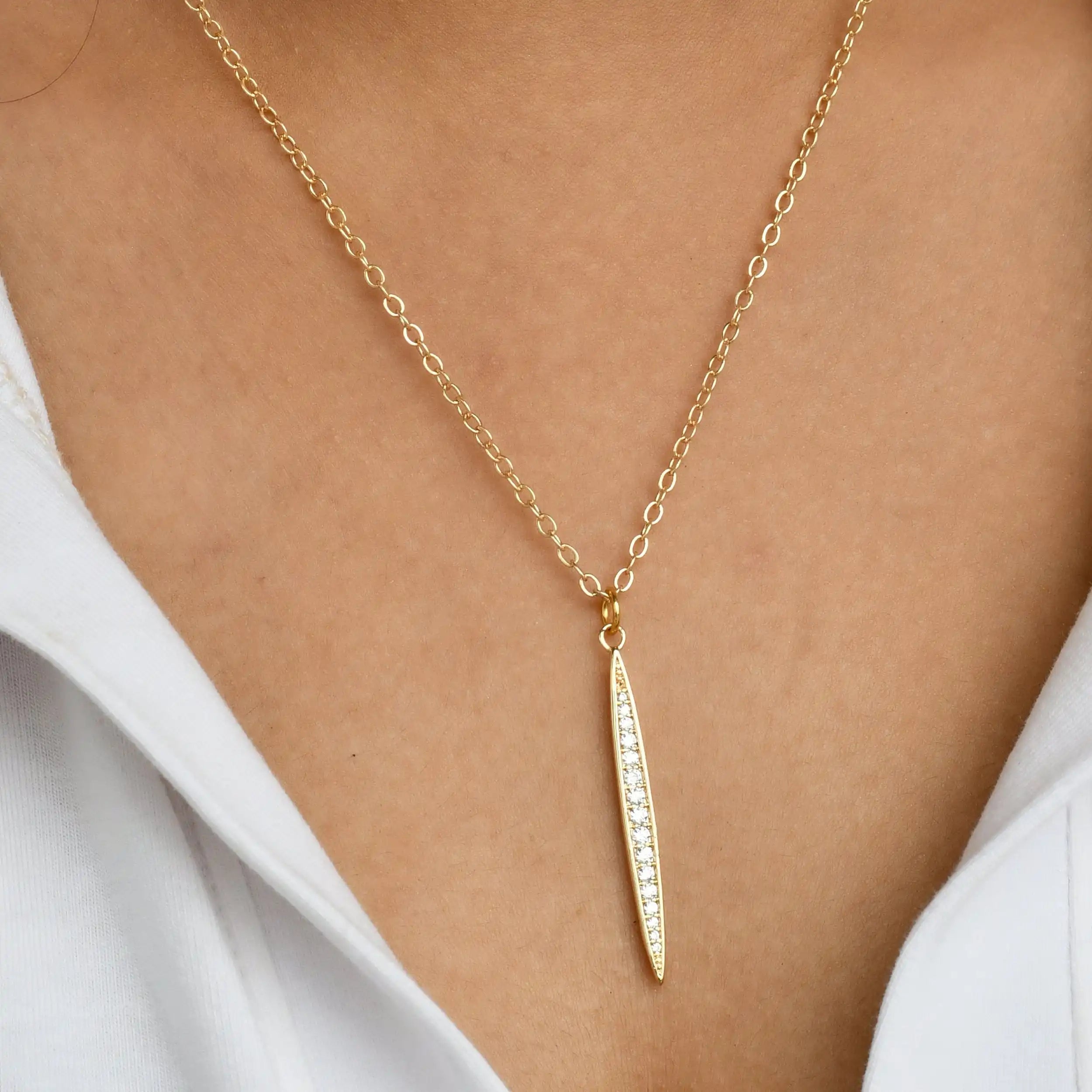 CZ Stick Pendant Chain
