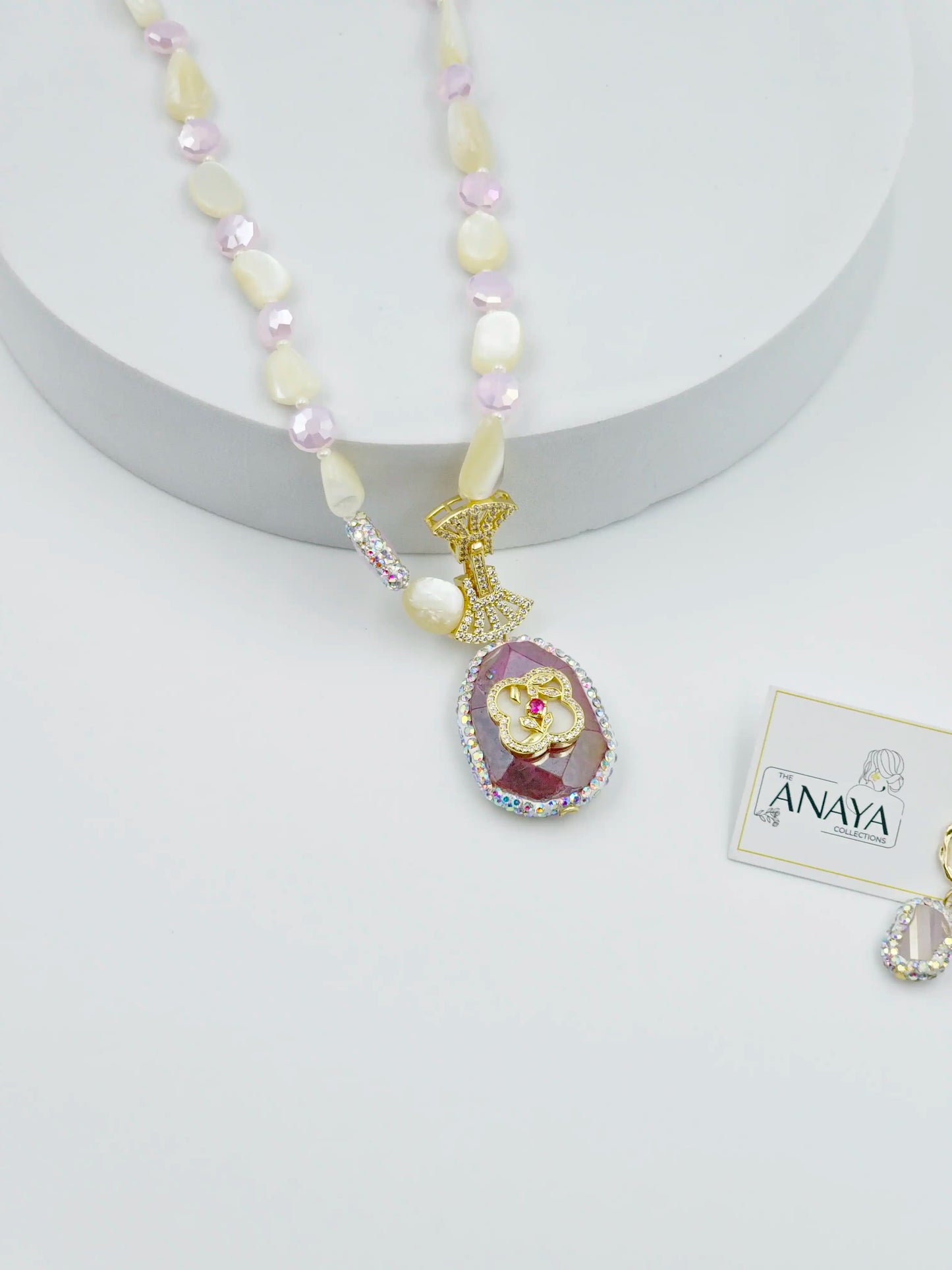Celeste Royale - MOP Agate Marcasite Necklace Set