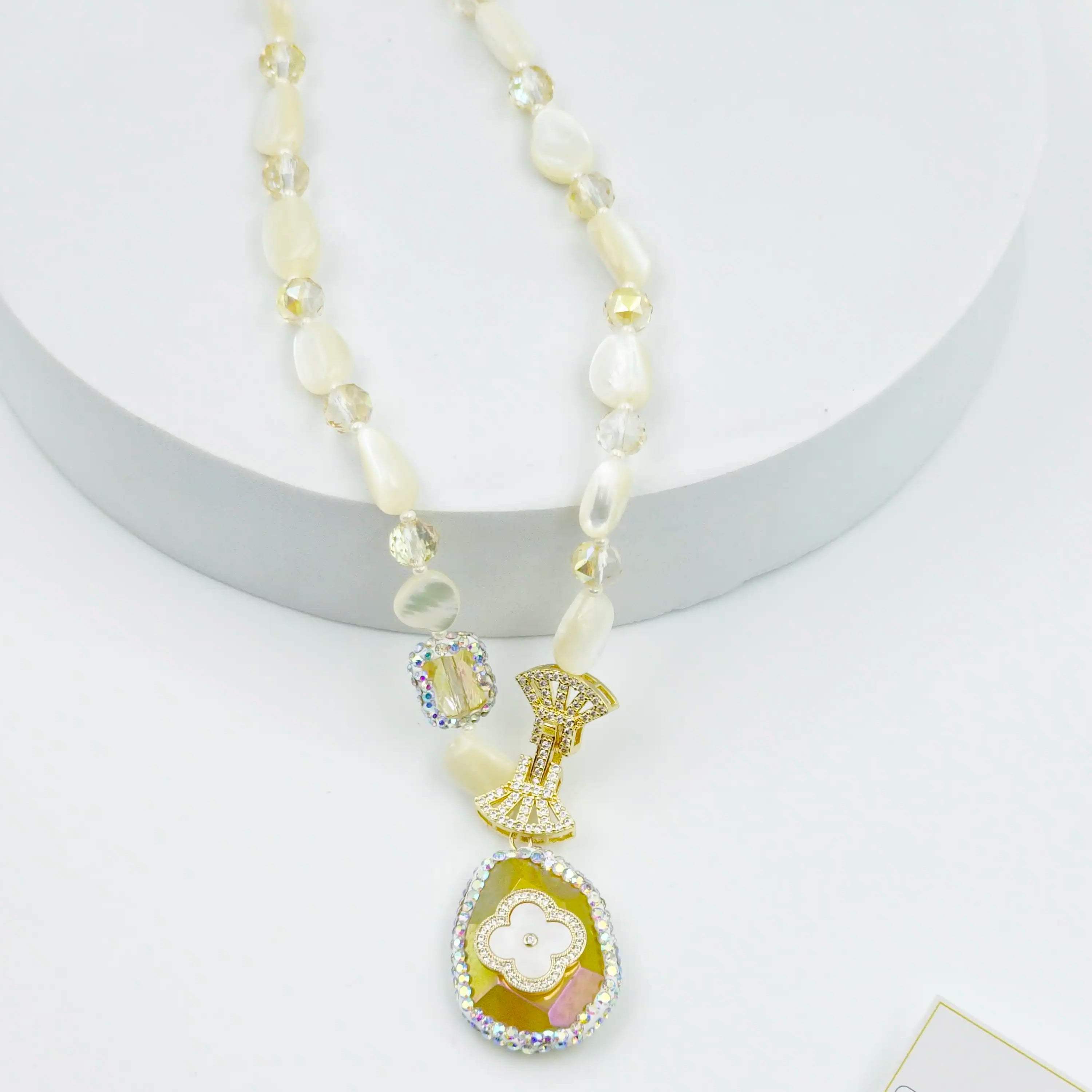 Celeste Royale - MOP Agate Marcasite Necklace Set