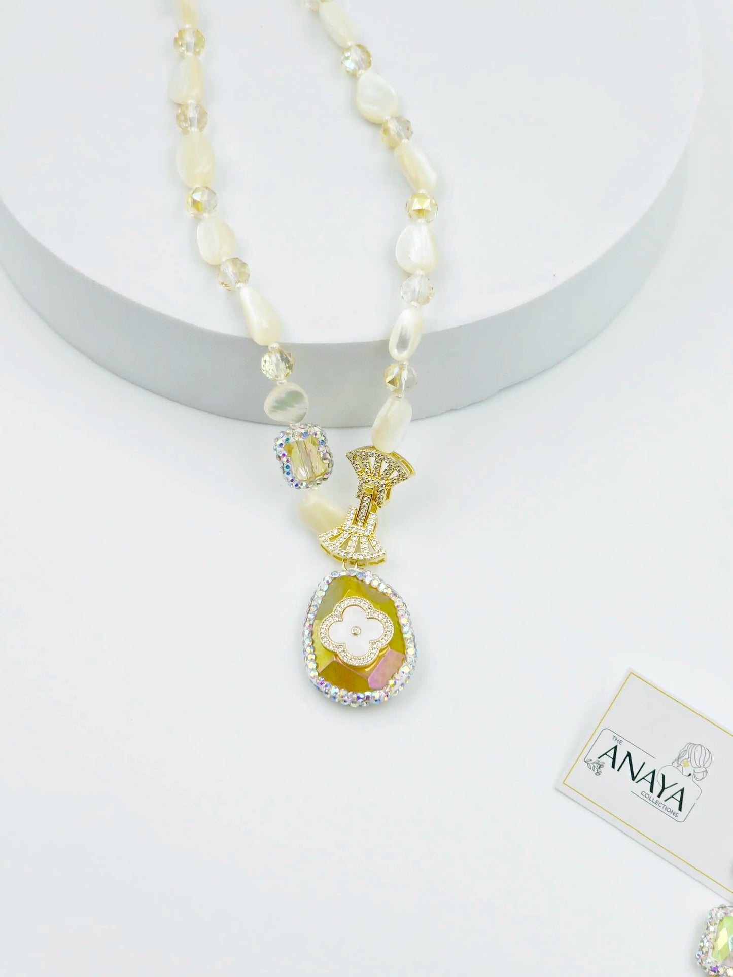 Celeste Royale - MOP Agate Marcasite Necklace Set